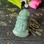 天然翡翠油青观音头像吊坠